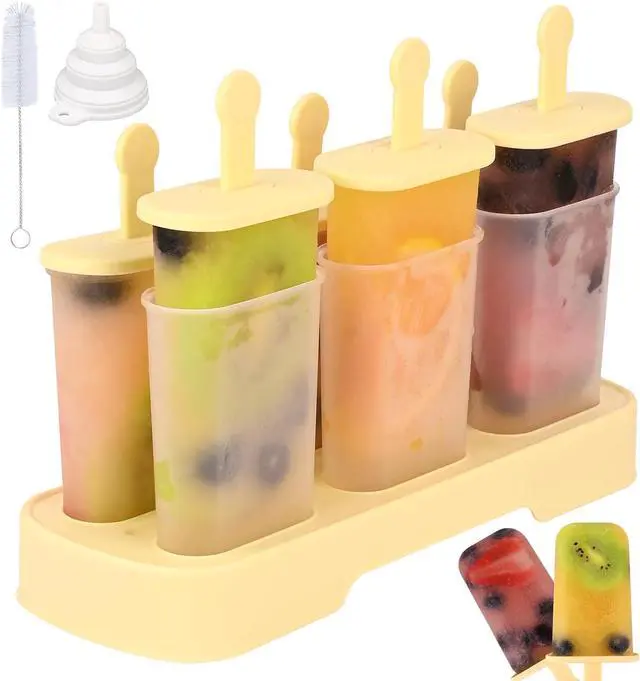 Main image of WMKGG Popsicles Molds Set, 6 PCS Ice Pop Mold, Ice Cream Mould | with Sticks,Yellow,Popsicle Maker,Homemade