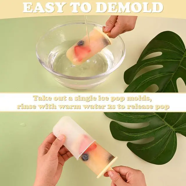 Alt view image 6 of 7 - WMKGG Popsicles Molds Set, 6 PCS Ice Pop Mold, Ice Cream Mould | with Sticks,Yellow,Popsicle Maker,Homemade