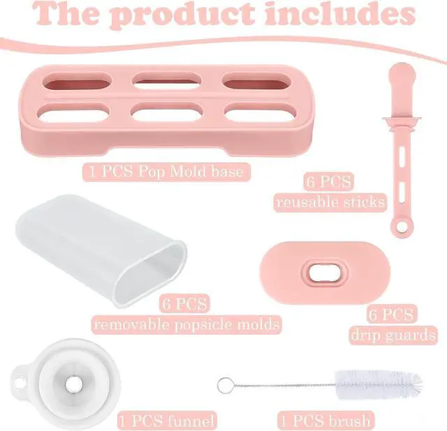 Alt view image 5 of 7 - WMKGG Popsicles Molds Set, 6 PCS Ice Pop Mold, Ice Cream Mould(Pink) | Homemade,Popsicle Maker,with Sticks