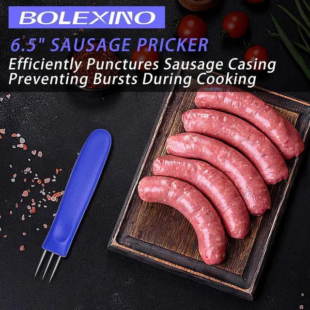 Alt view image 2 of 7 - Sausage Pricker Tool, 6.5" Stainless Steel Meat Needle | Prevents sausage bursting,Sturdy food-grade steel,Safe, non-slip handle,Comes with storage case,Great for fresh & smoked.