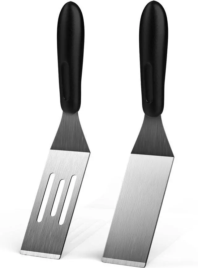 Main image of 2Pcs Stainless Steel Mini Spatula for Kitchen Cooking Baking Serving | Long-lasting stainless steel, gentle on cookware, comfortable grip, versatile for desserts, savory dishes & daily cooking.