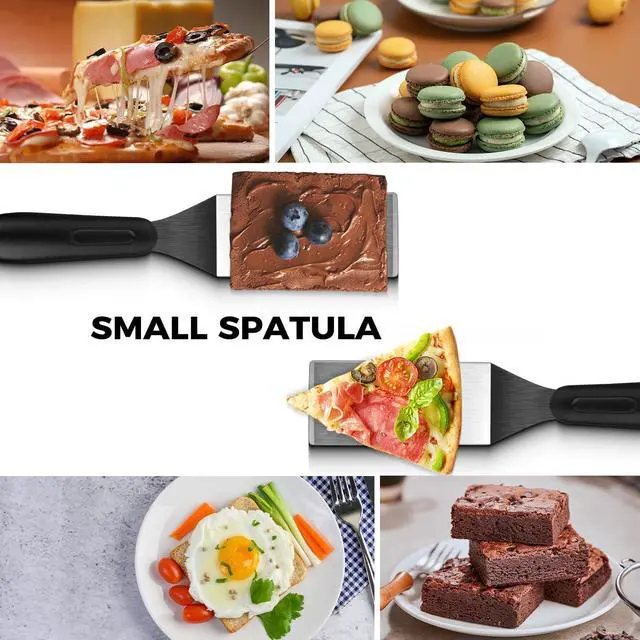 Alt view image 3 of 7 - 2Pcs Stainless Steel Mini Spatula for Kitchen Cooking Baking Serving | Long-lasting stainless steel, gentle on cookware, comfortable grip, versatile for desserts, savory dishes & daily cooking.