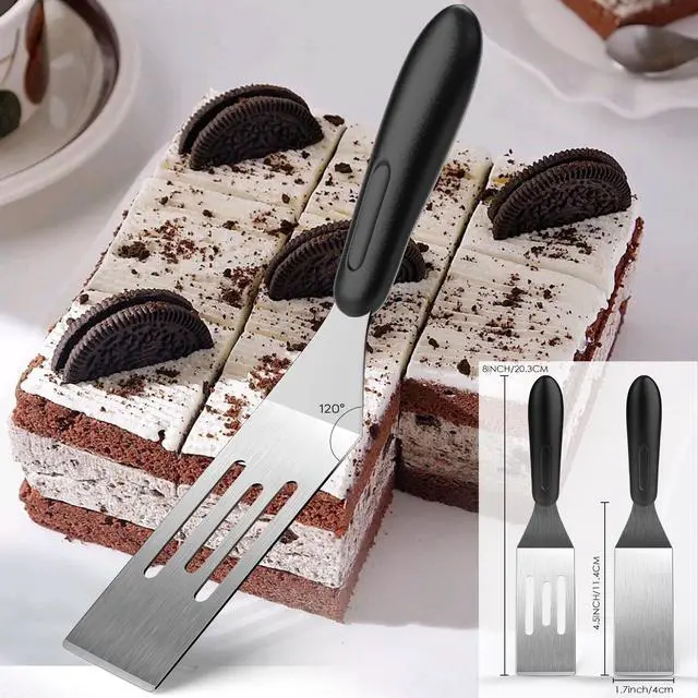 Alt view image 4 of 7 - 2Pcs Stainless Steel Mini Spatula for Kitchen Cooking Baking Serving | Long-lasting stainless steel, gentle on cookware, comfortable grip, versatile for desserts, savory dishes & daily cooking.