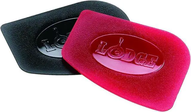 Main image of Lodge Cast Iron Pan Scrapers, 2 Pack, Red and Black | Durable Polycarbonate Cleaning Tool for Quick & Easy Cleanup of Cast Iron Skillets, Griddles & Cookware