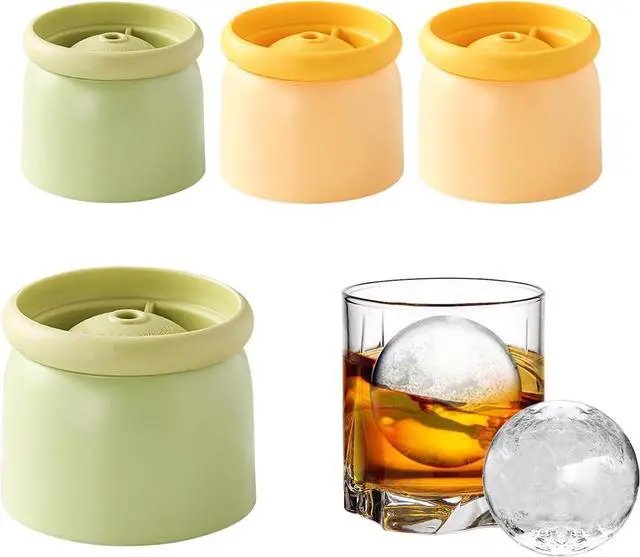 Main image of Round Ice Cube Molds Set of 4,Make 2.4 Inch Spherelce ice for Whiskey, Cocktails and Drinks.ice cubes trays for freezer,Stackable Easy Release Ice Cube tray, Spherical Ice Makers,2 Colours