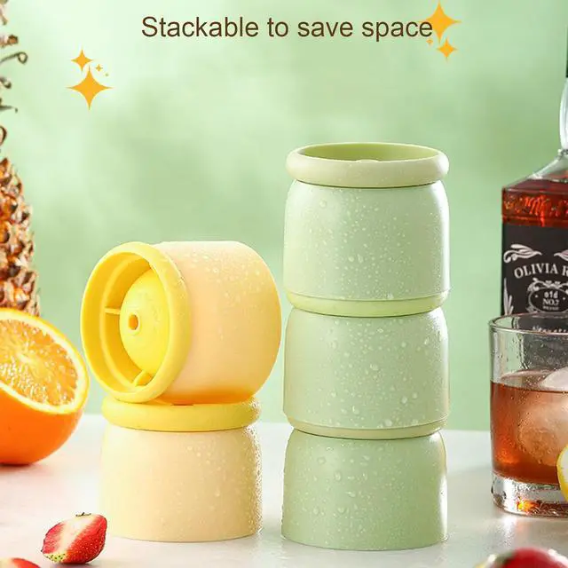 Alt view image 5 of 7 - Round Ice Cube Molds Set of 4,Make 2.4 Inch Spherelce ice for Whiskey, Cocktails and Drinks.ice cubes trays for freezer,Stackable Easy Release Ice Cube tray, Spherical Ice Makers,2 Colours