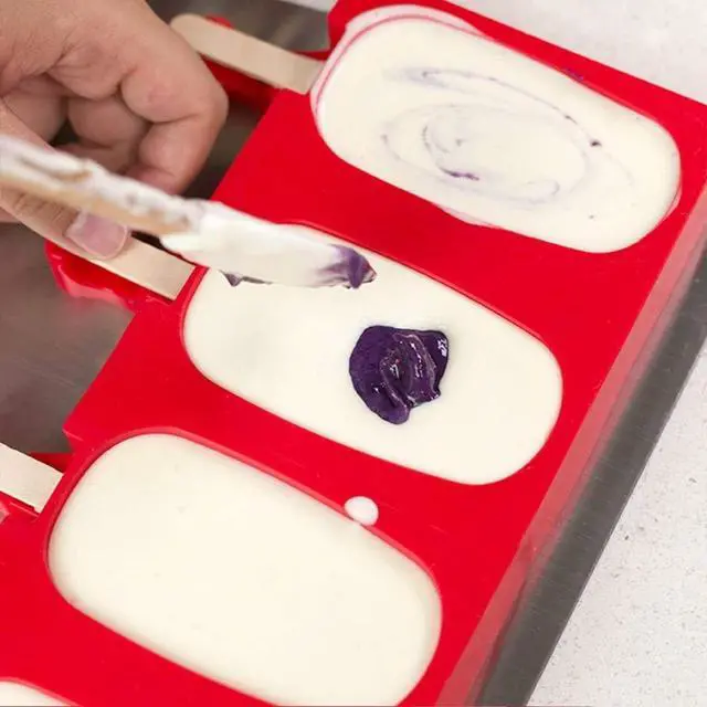 Alt view image 5 of 7 - Homemade Popsicle Silicone Molds with Lid Popsicle Molds BPA-Free, Ice Pop Molds with 3 Cavities, Cake,Ice Cream and Popsicle Maker Easy Release with 100 Popsicle Sticks (Set of 2 Red)