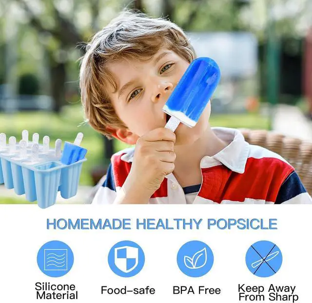 Alt view image 3 of 7 - Popsicle Molds, 10 Pieces Silicone Popsicle Molds with Sticks BPA Free Ice Pop Molds Reusable Easy Release Ice Popsicle Maker, Blue