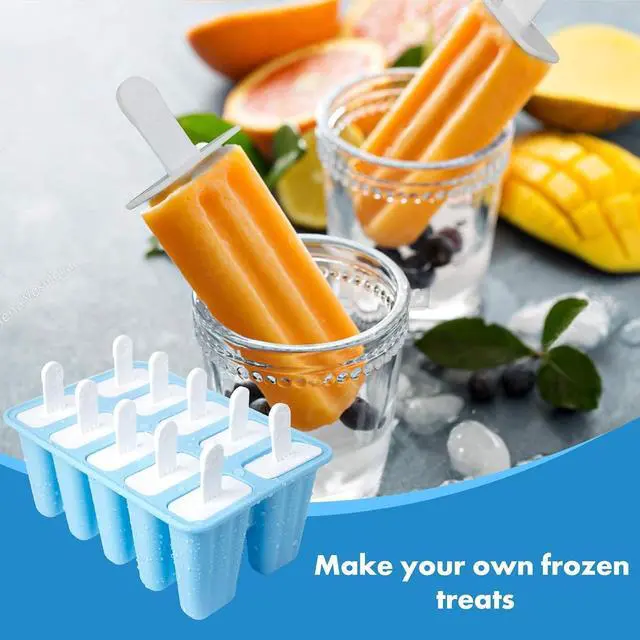 Alt view image 2 of 7 - Popsicle Molds, 10 Pieces Silicone Popsicle Molds with Sticks BPA Free Ice Pop Molds Reusable Easy Release Ice Popsicle Maker, Blue