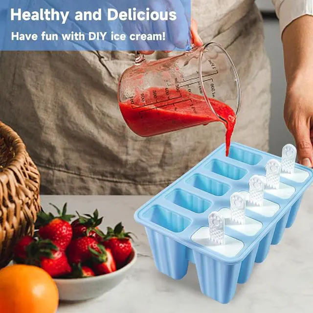 Alt view image 5 of 7 - Popsicle Molds, 10 Pieces Silicone Popsicle Molds with Sticks BPA Free Ice Pop Molds Reusable Easy Release Ice Popsicle Maker, Blue