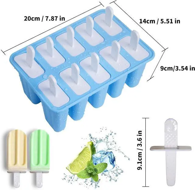 Alt view image 7 of 7 - Popsicle Molds, 10 Pieces Silicone Popsicle Molds with Sticks BPA Free Ice Pop Molds Reusable Easy Release Ice Popsicle Maker, Blue