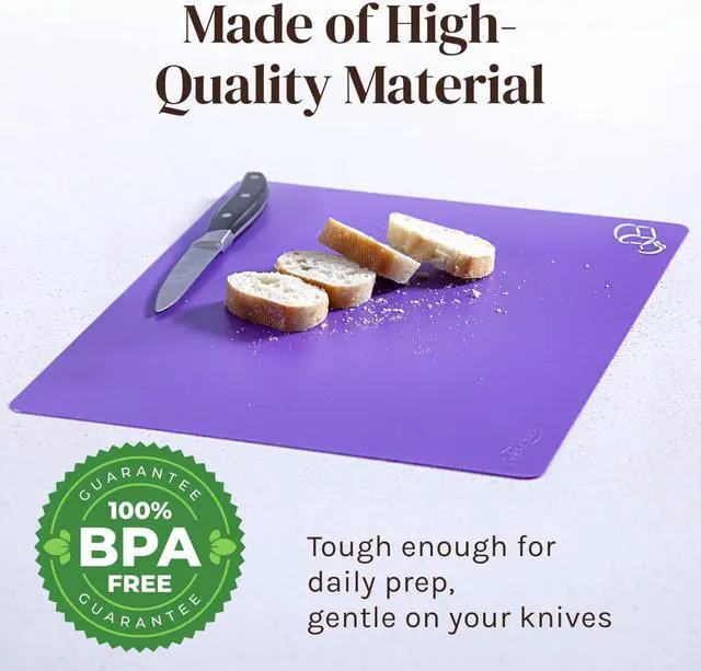 Alt view image 6 of 7 - Extra Thick Flexible Plastic Cutting Board Mats, Set of 6 for Kitchen, BPA Free, Non-Slip Waffle Back, Dishwasher Safe Cutting Boards, Color Coded with Food Icons, 15x12 Inch - Cooler Kitchen
