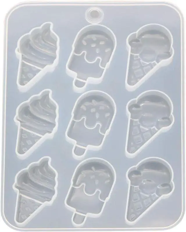 Main image of White Cake Mold, Ice Cream Popsicle Cute Food Keychain Pendant Silicone Resin Mold Jewelry ToolsIce Pop MoldsJewelry Boxes and OrganizersJewelry Towers Specialty Tools & Gadgets
