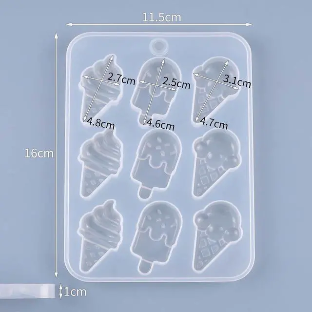 Alt view image 2 of 7 - White Cake Mold, Ice Cream Popsicle Cute Food Keychain Pendant Silicone Resin Mold Jewelry ToolsIce Pop MoldsJewelry Boxes and OrganizersJewelry Towers Specialty Tools & Gadgets