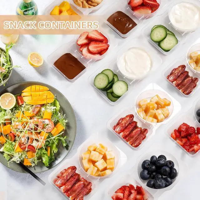 Alt view image 3 of 7 - Reusable Snack Containers with Lids: Snack Pack Containers 20Pcs - Snackle Box Container Portion Control - Meal Prep Containers - Double Compartment Snack Containers for Travel - Camping Essentials