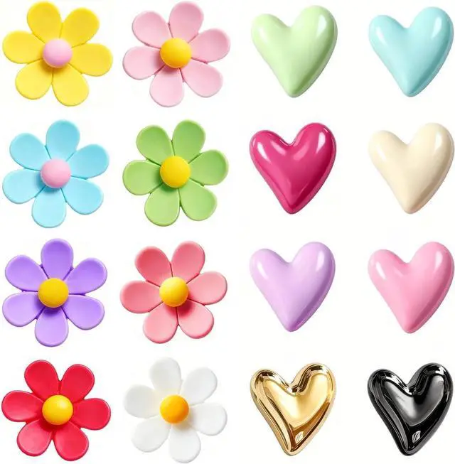 Main image of 16PCS Refrigerator Magnets Flower and Love Heart Fridge Magnets Cute Colorful Decorative Magnets Funny 3D Magnet for Office Kitchen Locker