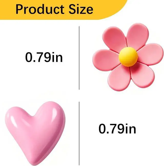 Alt view image 2 of 5 - 16PCS Refrigerator Magnets Flower and Love Heart Fridge Magnets Cute Colorful Decorative Magnets Funny 3D Magnet for Office Kitchen Locker