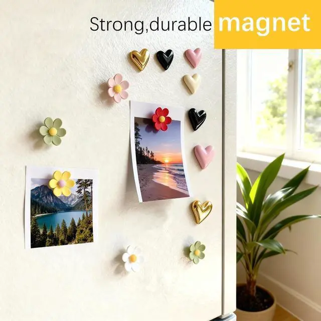 Alt view image 3 of 5 - 16PCS Refrigerator Magnets Flower and Love Heart Fridge Magnets Cute Colorful Decorative Magnets Funny 3D Magnet for Office Kitchen Locker