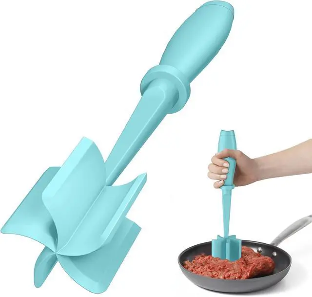 Main image of PGYARD Meat Chopper Hamburger Grinder, Kitchen Smasher for Ground Beef | Heat Resistant, 5 Nylon Blade, Burger Grinder Potato Mix Tool, Meat & Poultry Tenderizers, Dishwasher Safe, Aqua