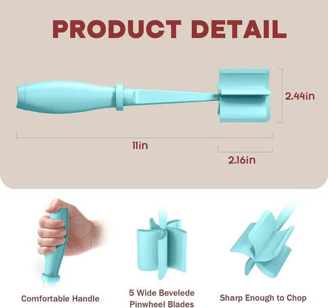 Alt view image 2 of 7 - PGYARD Meat Chopper Hamburger Grinder, Kitchen Smasher for Ground Beef | Heat Resistant, 5 Nylon Blade, Burger Grinder Potato Mix Tool, Meat & Poultry Tenderizers, Dishwasher Safe, Aqua