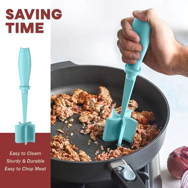 Alt view image 4 of 7 - PGYARD Meat Chopper Hamburger Grinder, Kitchen Smasher for Ground Beef | Heat Resistant, 5 Nylon Blade, Burger Grinder Potato Mix Tool, Meat & Poultry Tenderizers, Dishwasher Safe, Aqua