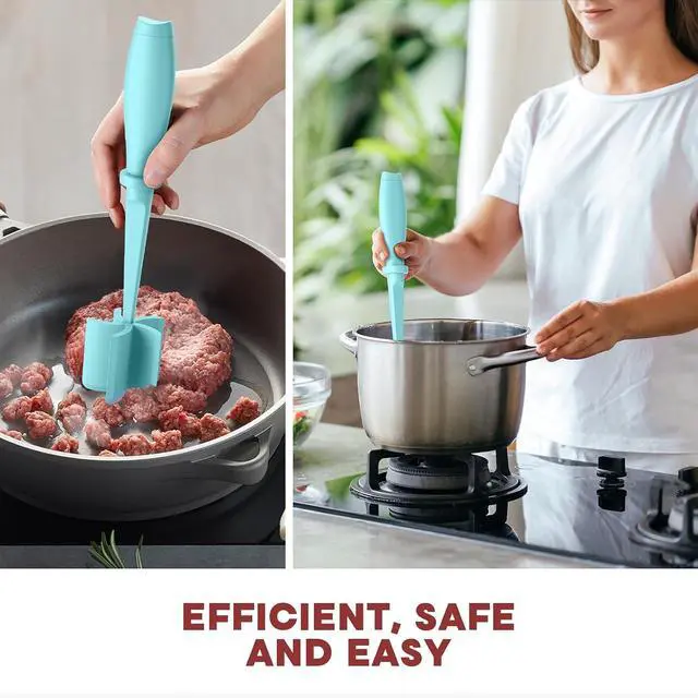 Alt view image 6 of 7 - PGYARD Meat Chopper Hamburger Grinder, Kitchen Smasher for Ground Beef | Heat Resistant, 5 Nylon Blade, Burger Grinder Potato Mix Tool, Meat & Poultry Tenderizers, Dishwasher Safe, Aqua