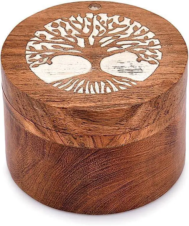 Alt view image 2 of 4 - EDHAS Acacia Wood Salt Cellar Box Elegant Kitchen Salt Container Holder with Swivel Lid to Storage Pepper Spice (3.5" x 3.5" x 2.5")