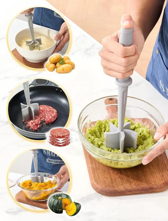 Alt view image 3 of 7 - Premium Meat Chopper for Ground Beef - CLUEAPOP Heat Resistant Meat Masher - Kitchen Tools & Gadgets - Ground Beef Smasher - Non Stick Hamburger Chopper - Cook Ground Meat with Easy