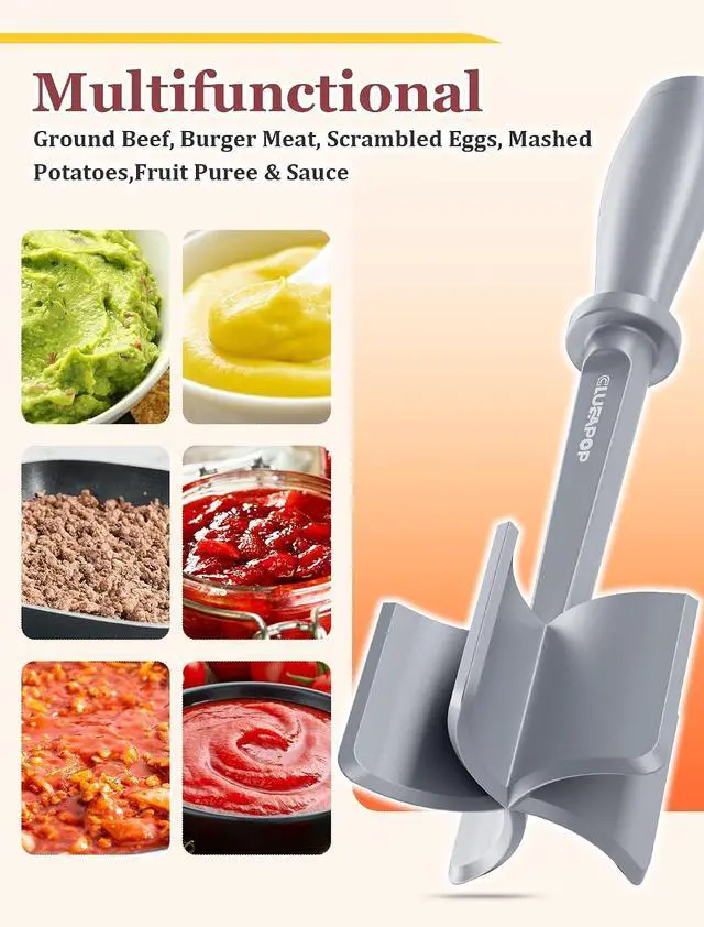 Alt view image 5 of 7 - Premium Meat Chopper for Ground Beef - CLUEAPOP Heat Resistant Meat Masher - Kitchen Tools & Gadgets - Ground Beef Smasher - Non Stick Hamburger Chopper - Cook Ground Meat with Easy