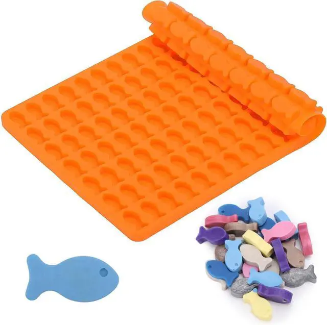 Main image of 112 Cavity Silicone Molds Mini Fish Shaped Dog Treats Mold Non-stick Chocolate Molds for Baking and Freezing Candy, Biscuits, Ice Cubes