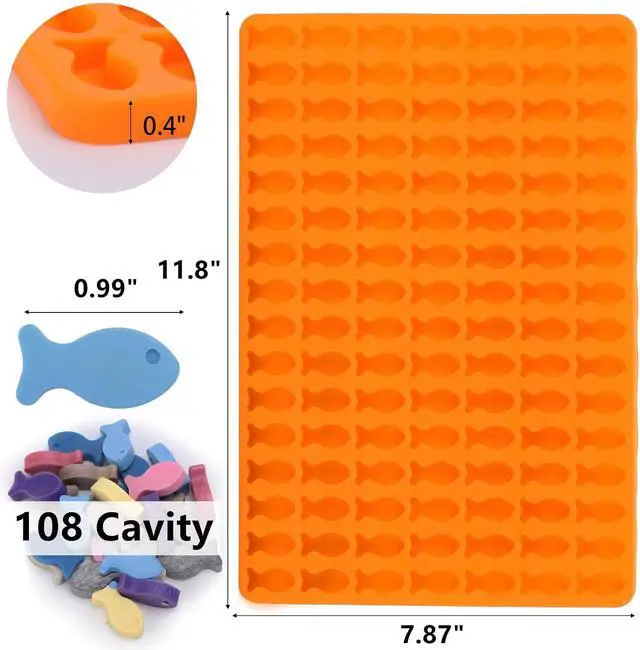Alt view image 2 of 6 - 112 Cavity Silicone Molds Mini Fish Shaped Dog Treats Mold Non-stick Chocolate Molds for Baking and Freezing Candy, Biscuits, Ice Cubes