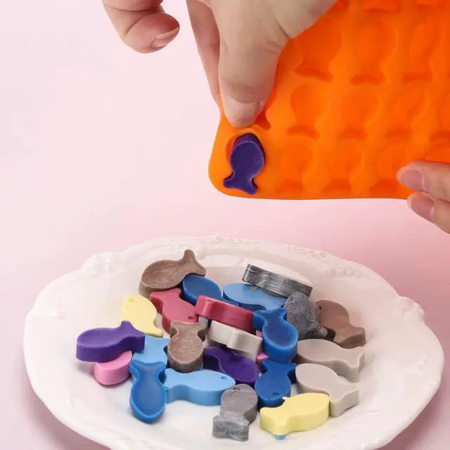 Alt view image 5 of 6 - 112 Cavity Silicone Molds Mini Fish Shaped Dog Treats Mold Non-stick Chocolate Molds for Baking and Freezing Candy, Biscuits, Ice Cubes