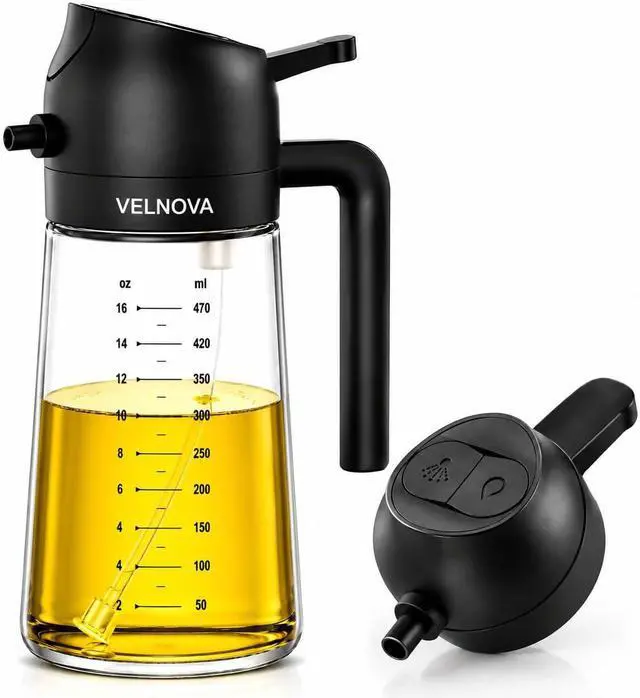 Main image of Olive Oil Sprayer for Cooking, 16oz/470ml Glass Oil Sprayer & Dispenser, 2-in-1 Oil Mister Bottle for Air Fryer, Salad, BBQ, Frying, Roasting & Kitchen, Food Grade, Leakproof, Refillable