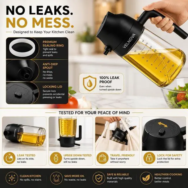 Alt view image 7 of 7 - Olive Oil Sprayer for Cooking, 16oz/470ml Glass Oil Sprayer & Dispenser, 2-in-1 Oil Mister Bottle for Air Fryer, Salad, BBQ, Frying, Roasting & Kitchen, Food Grade, Leakproof, Refillable