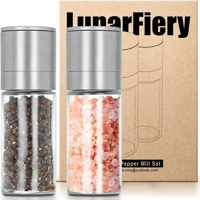 Main image of Mini Salt and Pepper Grinder Set, Tiny Adjustable Coarseness Salt Shakers, Portable Small Salt and Pepper Mills