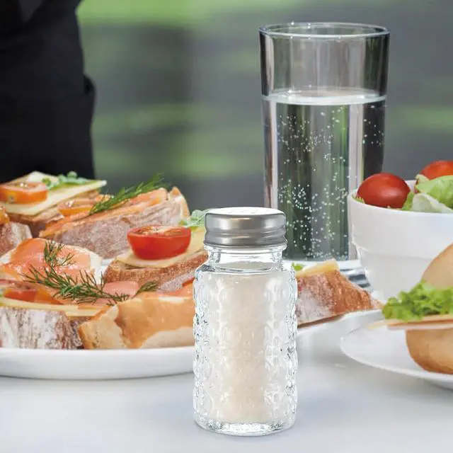 Alt view image 7 of 7 - 2 Pack Glass Salt and Pepper Shakers Set with 304 Stainless Steel Lid, Vintage Spice Shakers for Dining Room Table, Kitchen, Restaurant(Round-Bubble)