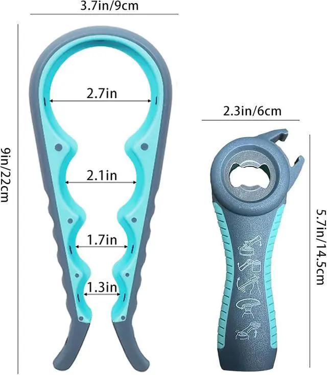 Alt view image 2 of 7 - Jar Opener for Seniors with Arthritis,Jar Opener for Weak Hands,5-in-1 Bottle Opener,4-in-1 Can Opener (A-Blue)