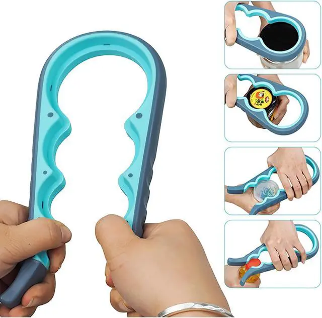 Alt view image 3 of 7 - Jar Opener for Seniors with Arthritis,Jar Opener for Weak Hands,5-in-1 Bottle Opener,4-in-1 Can Opener (A-Blue)