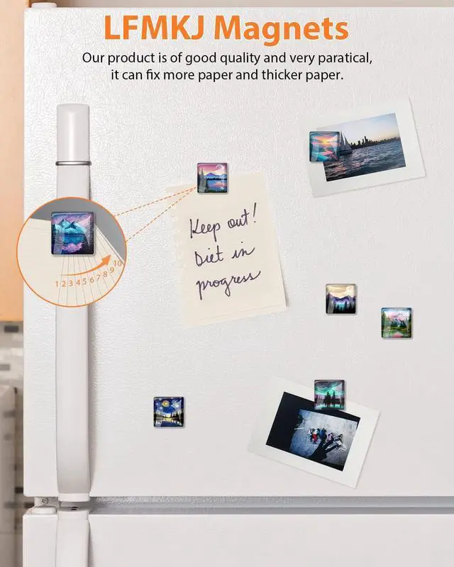 Alt view image 4 of 6 - 12 Pcs Glass Strong Refrigerator Magnets Fridge, Colorful Square Fridge Magnets Decorative for Office Whiteboard, Cabinet, Dishwasher, Locker