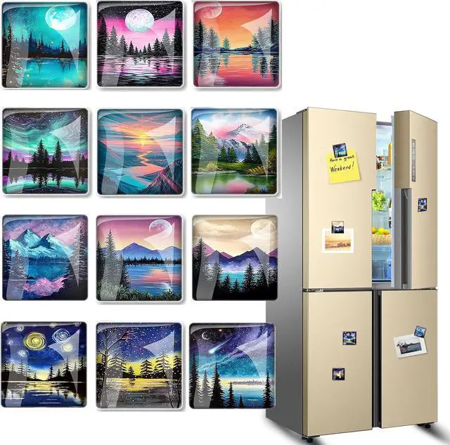 Alt view image 3 of 6 - 12 Pcs Glass Strong Refrigerator Magnets Fridge, Colorful Square Fridge Magnets Decorative for Office Whiteboard, Cabinet, Dishwasher, Locker
