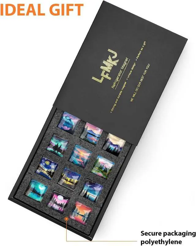Alt view image 6 of 6 - 12 Pcs Glass Strong Refrigerator Magnets Fridge, Colorful Square Fridge Magnets Decorative for Office Whiteboard, Cabinet, Dishwasher, Locker