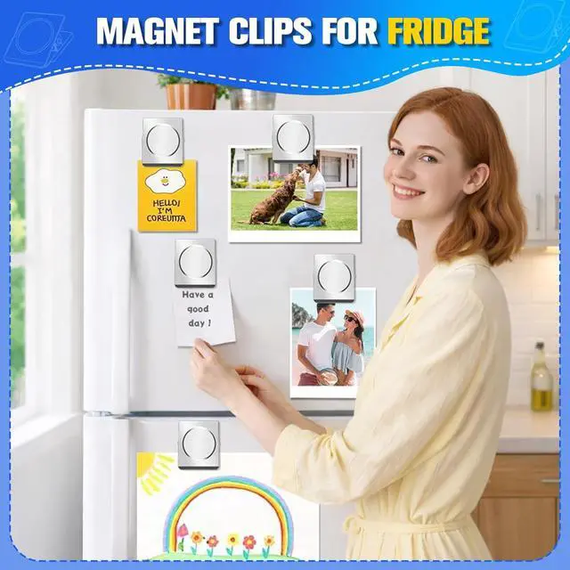Alt view image 3 of 7 - Grtard 2 Pack Extra Large Magnetic Clips, 2.2 Inch Magnet Clips Heavy Duty | Strong Magnet Clip for Fridge, Clip Magnets for Refrigerator, Whiteboard, Classroom, Kitchen, Office Organizer (Silver)