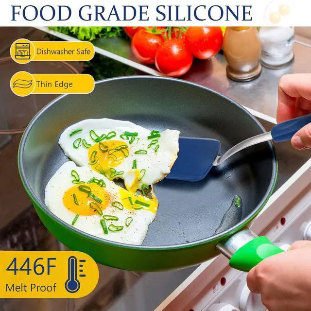 Alt view image 4 of 7 - 2 Pcs Mini Silicone Cookie Brownie Spatula,Solid Flat,Gray, Blue | Flexible Kitchen Small Silicone Turner,for Nonstick Cookware, Heat Resistant, No Scratch ,Kitchen Spatula Set for Egg
