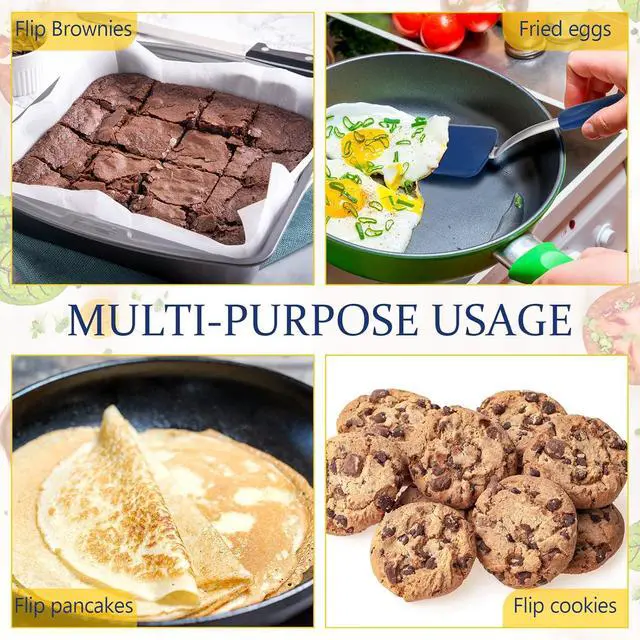 Alt view image 6 of 7 - 2 Pcs Mini Silicone Cookie Brownie Spatula,Solid Flat,Gray, Blue | Flexible Kitchen Small Silicone Turner,for Nonstick Cookware, Heat Resistant, No Scratch ,Kitchen Spatula Set for Egg