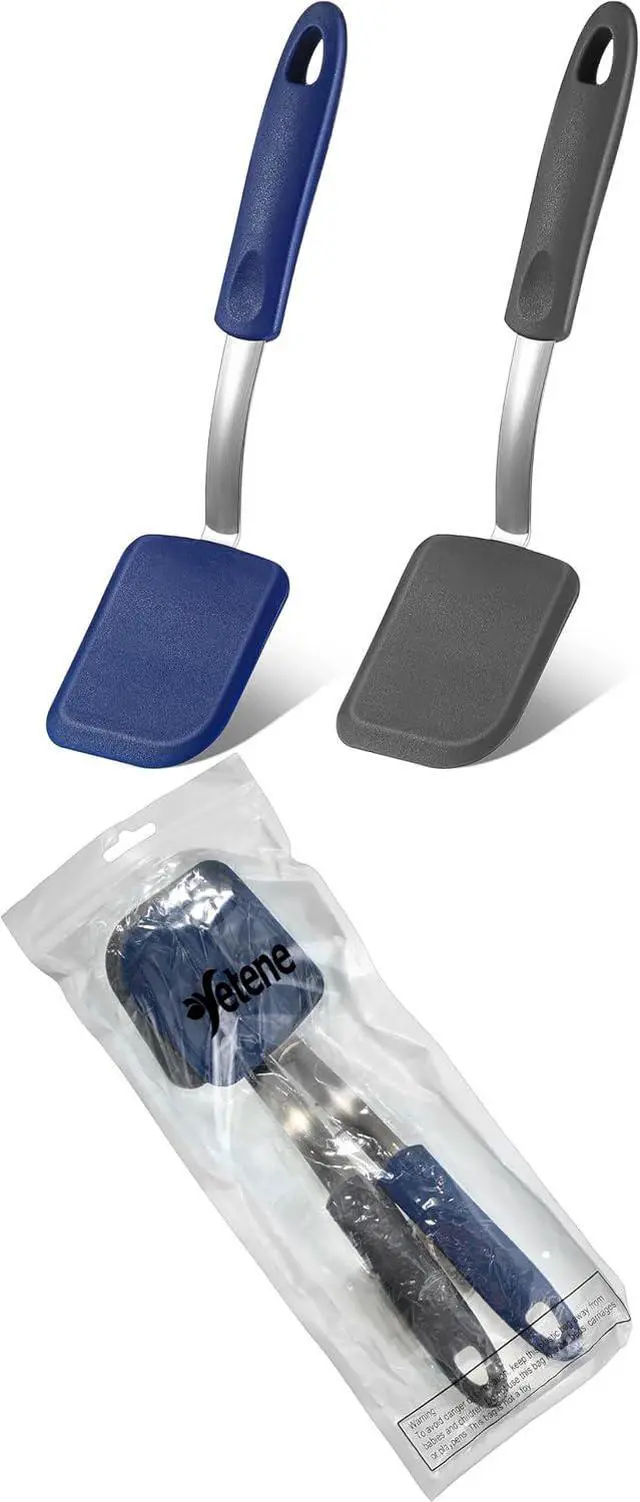 Alt view image 7 of 7 - 2 Pcs Mini Silicone Cookie Brownie Spatula,Solid Flat,Gray, Blue | Flexible Kitchen Small Silicone Turner,for Nonstick Cookware, Heat Resistant, No Scratch ,Kitchen Spatula Set for Egg