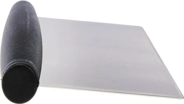 Alt view image 2 of 7 - Amazon Basics Multi-Purpose Bench Scraper, Stainless Steel Dough Cutter with Measurement Marks, Dishwasher Safe, Non-slip Contoured Grip, 6", Black, Silver