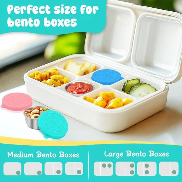 Alt view image 6 of 7 - LIEMAND 6x1.6 oz Salad Dressing Container to Go, Leakproof Reusable Stainless Steel Small Container with Lid,Sauce Containers for Lunch box,Picnics,Travel,Office and Meal Prep