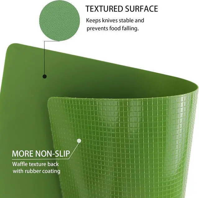 Alt view image 2 of 7 - ZVP Flexible Plastic Cutting Board Set of 3 Gradient Color, Colorful Chopping Boards, BPA Free Mats, Non Slip, Dishwasher Safe, 15×12 Inch, Green Multi-Color