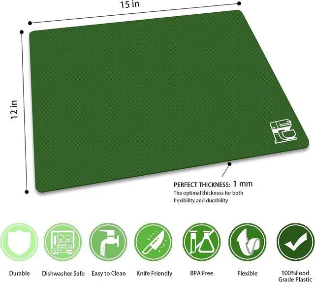 Alt view image 3 of 7 - ZVP Flexible Plastic Cutting Board Set of 3 Gradient Color, Colorful Chopping Boards, BPA Free Mats, Non Slip, Dishwasher Safe, 15×12 Inch, Green Multi-Color