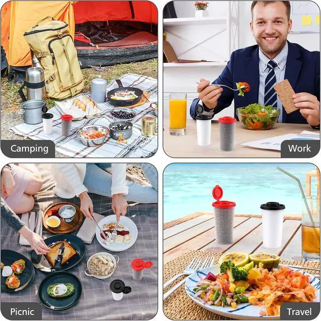 Alt view image 5 of 7 - Accmor Salt and Pepper Shakers, 4.75 oz Salt Shaker to go Moisture Proof Salt Pepper Shakers Spice Container Dispenser for Camping Picnic Lunch Boxes Travel Kitchen